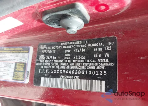 2013 Kia Optima Sx z USA, uszkodzony, nr VIN 5XXGR4A62DG130235